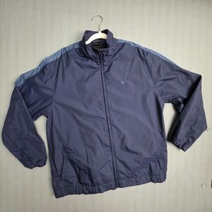 Nike Navy Blue Windbreaker Jacket Full Zip Lightweight Athletic Men's Large